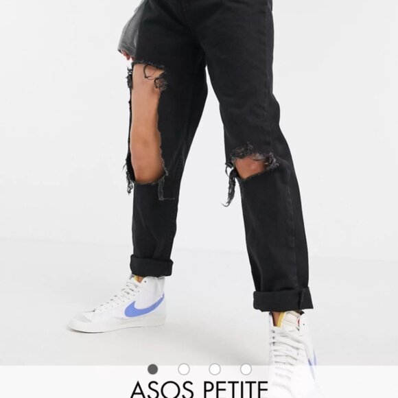 ASOS extreme distressed black high rise mom jeans - Picture 6 of 8